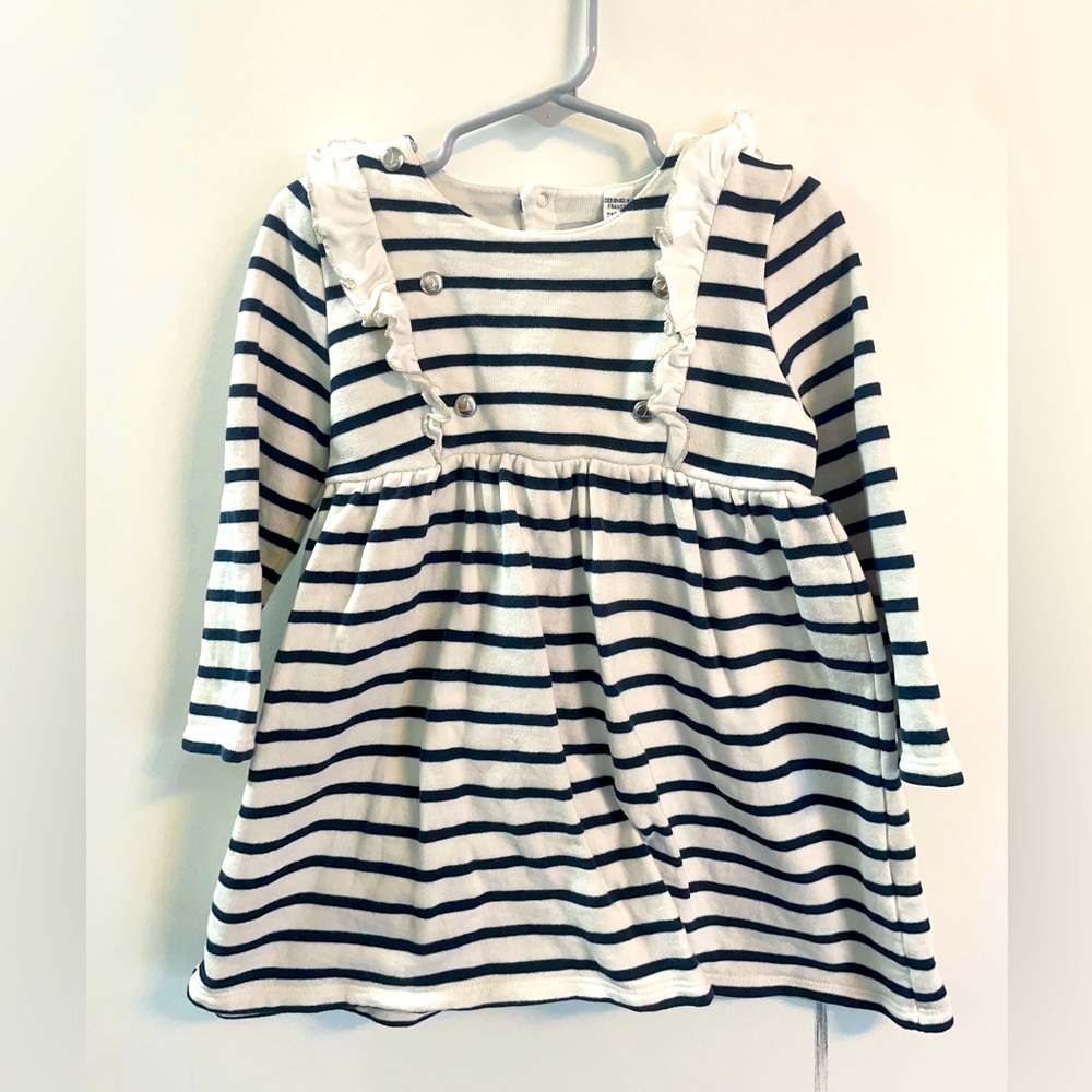 Petite Bateau Striped Ruffled Dress in Size 3T